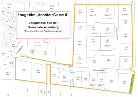 Die Gemeinde Wurmberg veräußert insgesamt 10 Wohnbaugrundstücke im Neubaugebiet "Banntor/Gasse II".