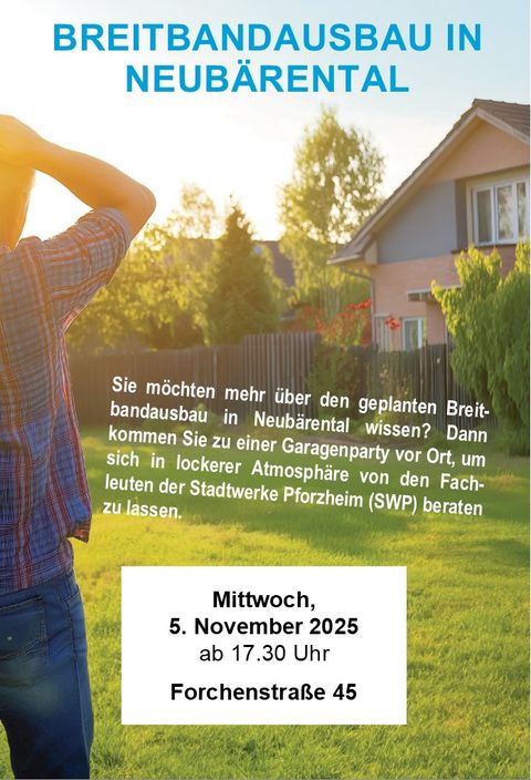 Einladung zur Garagenparty - Infoveranstaltung zum Breitbandausbau in Neubärental